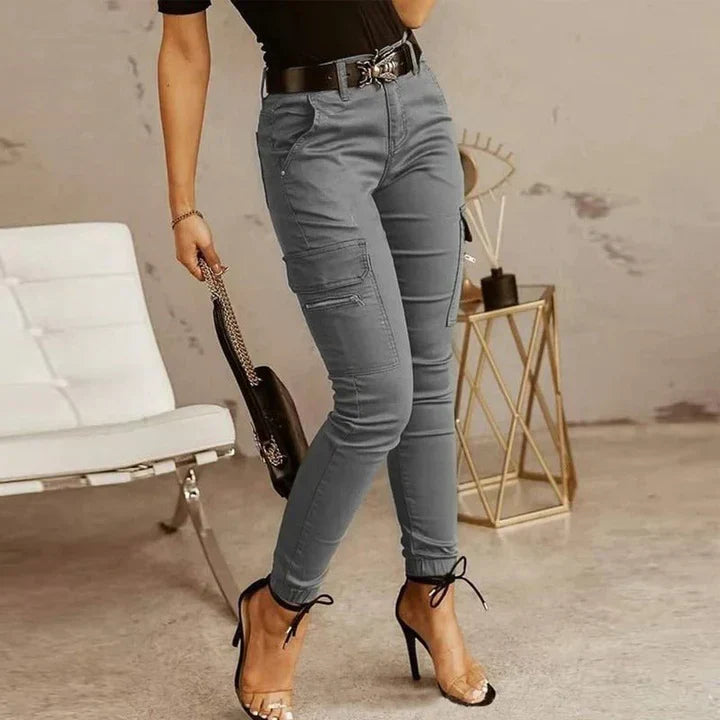 Orvella - Pantalones cargo de mujer con puños elásticos
