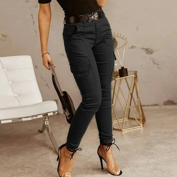 Orvella - Pantalones cargo de mujer con puños elásticos