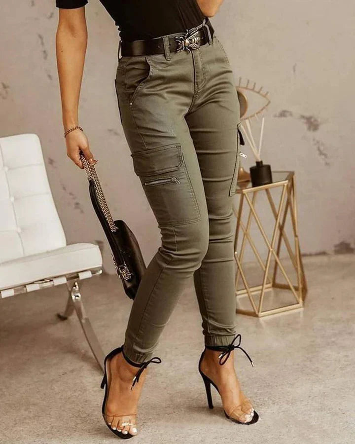 Orvella - Pantalones cargo de mujer con puños elásticos