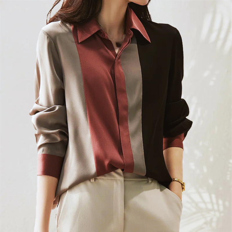 Chris | Blusa de mujer con rayas verticales, camisa elegante para el trabajo y el día a día