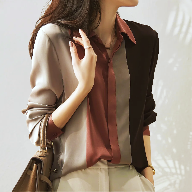 Chris | Blusa de mujer con rayas verticales, camisa elegante para el trabajo y el día a día