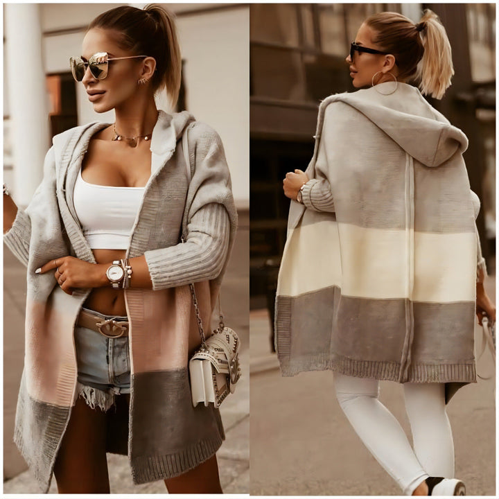 Bobbi - cárdigan femenino con capucha en color bloque
