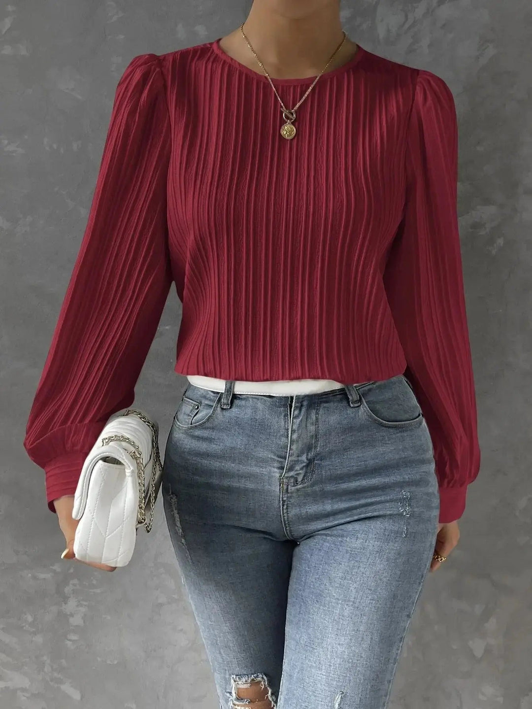 Violette - Blusa blanca con mangas abullonadas