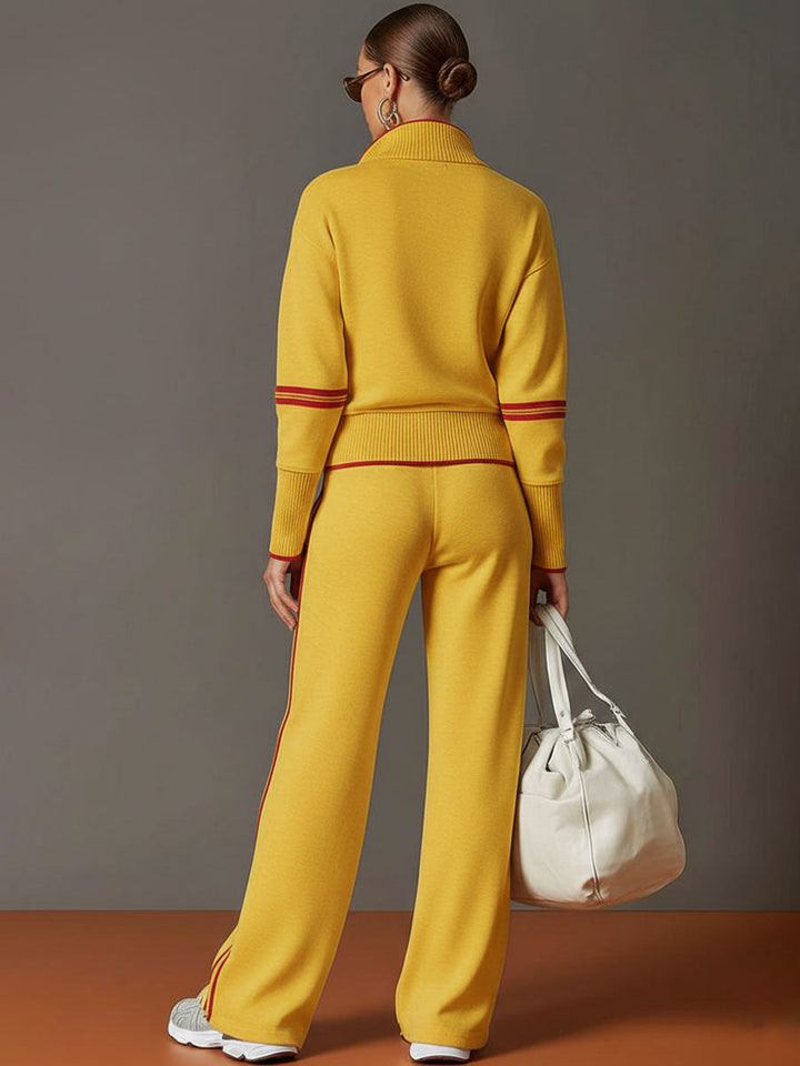 Lori | Conjunto de mujer con sudadera de media cremallera y pantalones de pierna ancha