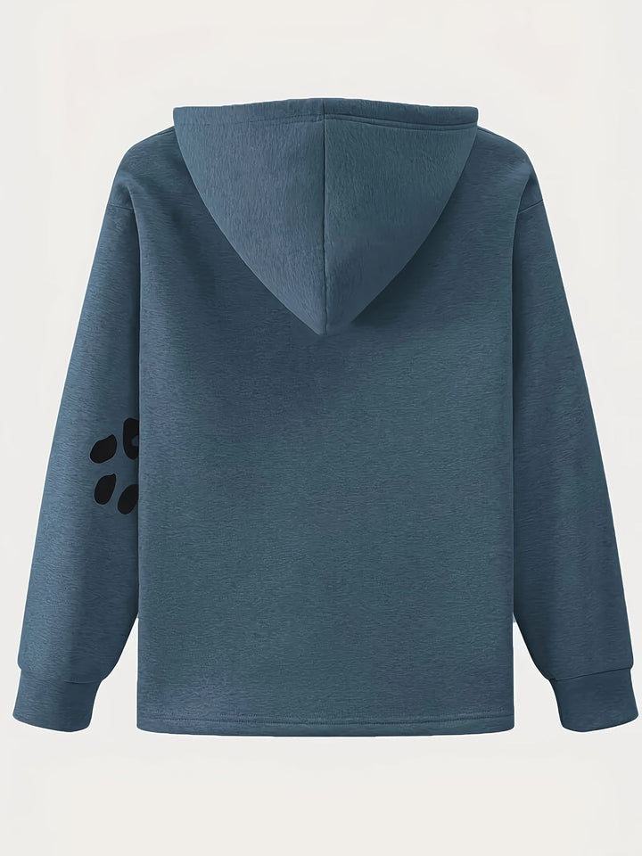 Aveline - Sudadera femenina con capucha y diseño de perro y pata