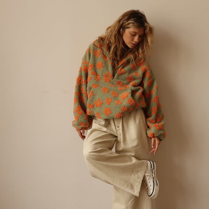 Sofiaa | Sudadera de Polar Acogedora de Invierno con Patrón Floral
