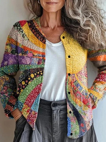 Agata - Cárdigan de mujer con estampado de patchwork | Con botones