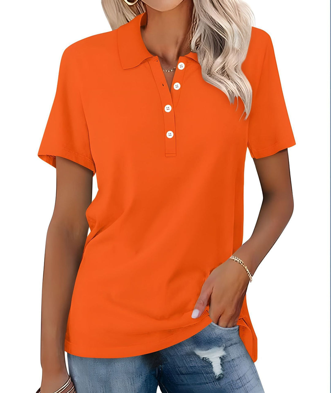 Vivian - Polo básico y universal para mujer con manga corta para el día a día