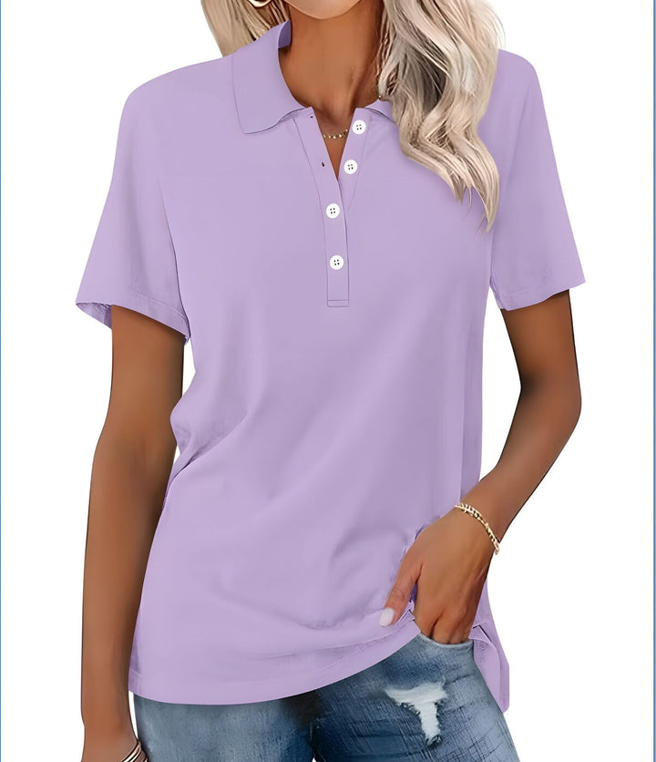 Vivian - Polo básico y universal para mujer con manga corta para el día a día