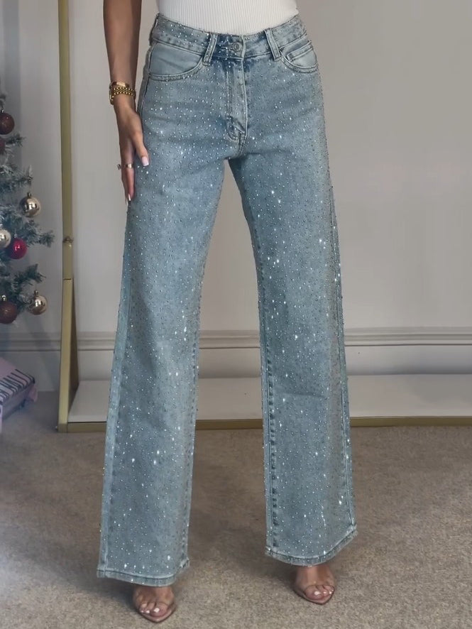 Seravine - Pantalones Anchos para Damas | Brillantes de Invierno