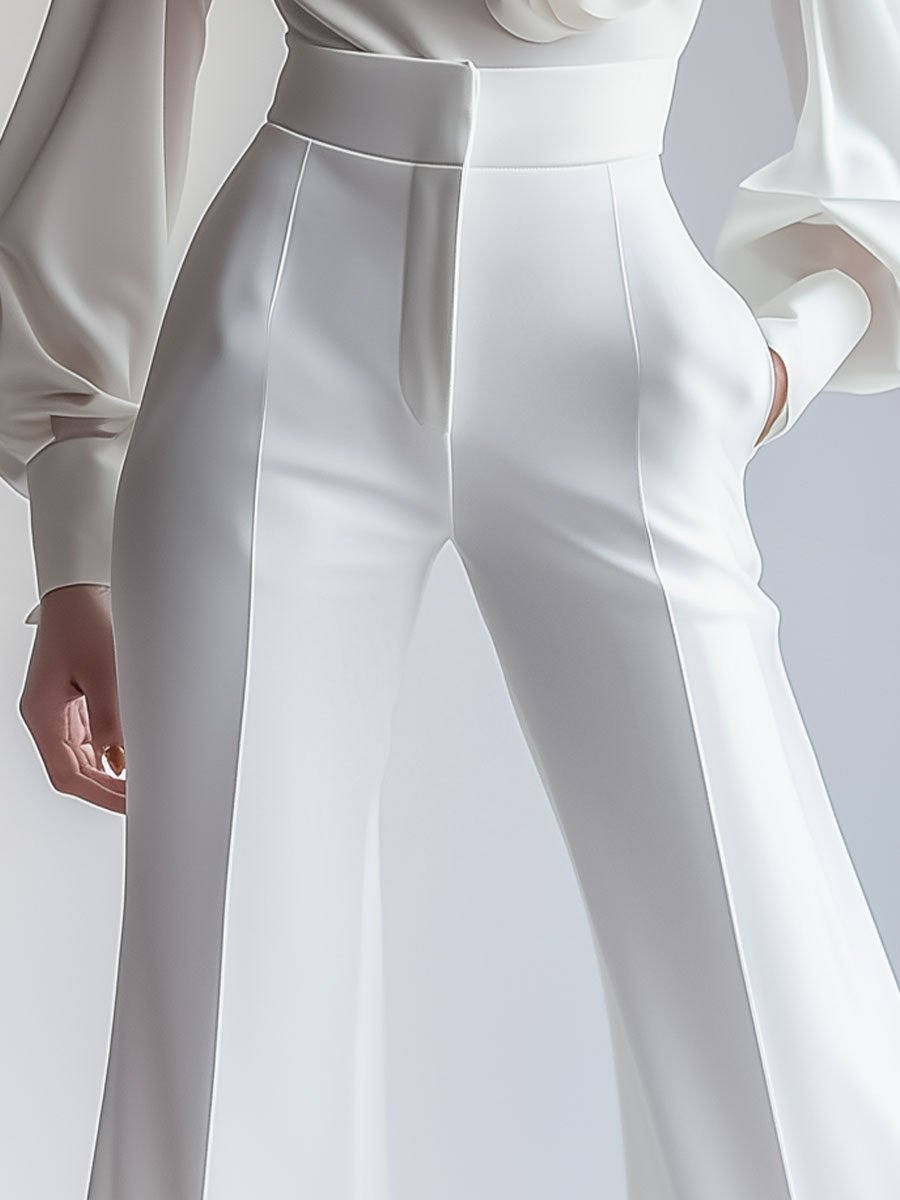 Lotus | Elegantes pantalones blancos de cintura alta