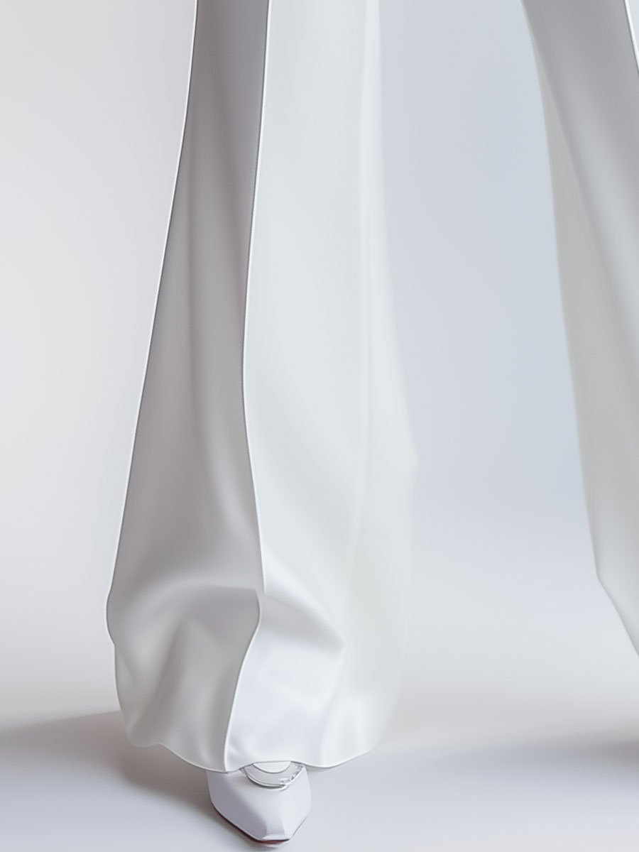 Lotus | Elegantes pantalones blancos de cintura alta