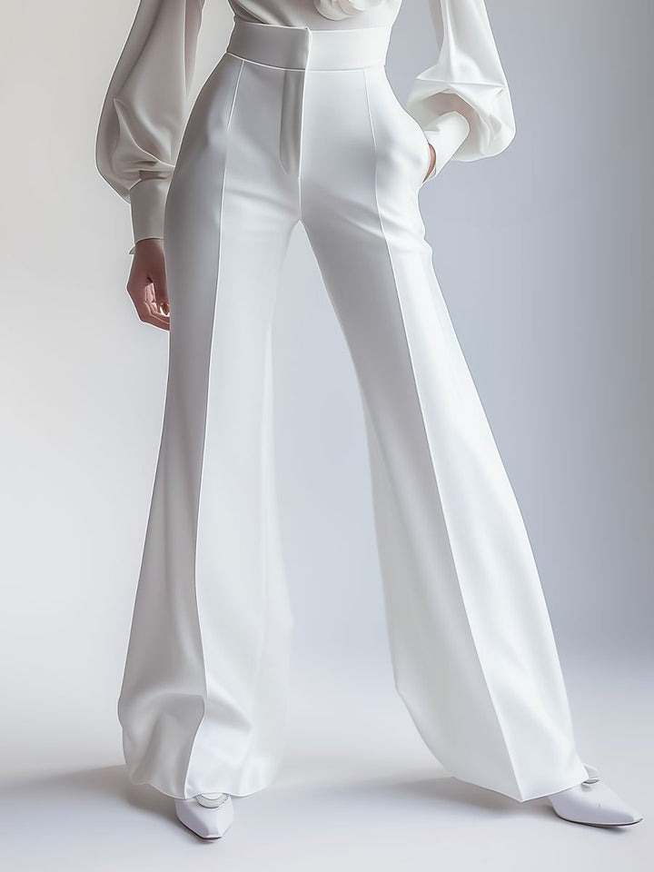 Lotus | Elegantes pantalones blancos de cintura alta
