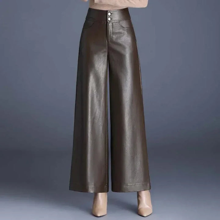 Ottilie - Pantalones de cuero para mujer clásicos y rectos