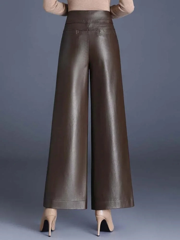 Ottilie - Pantalones de cuero para mujer clásicos y rectos