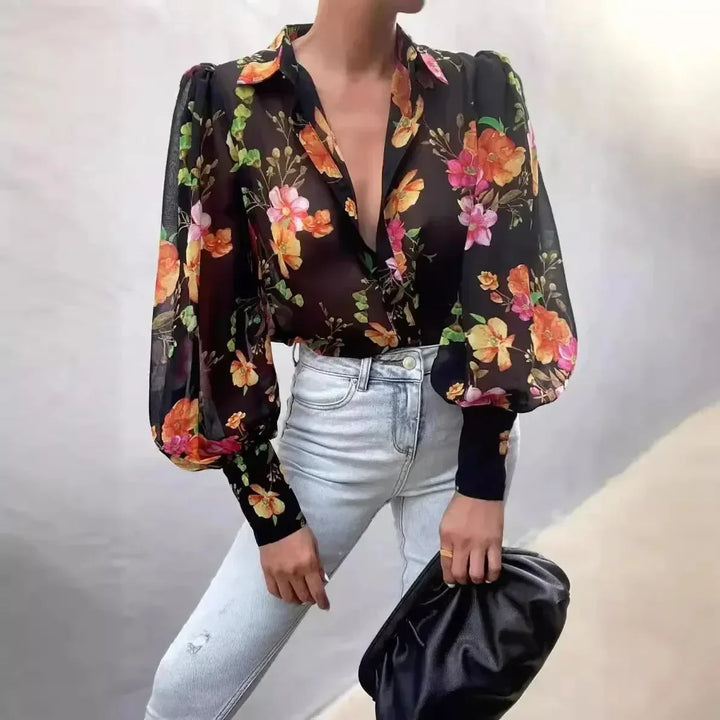 Anaya - Camisa de mujer con mangas abullonadas