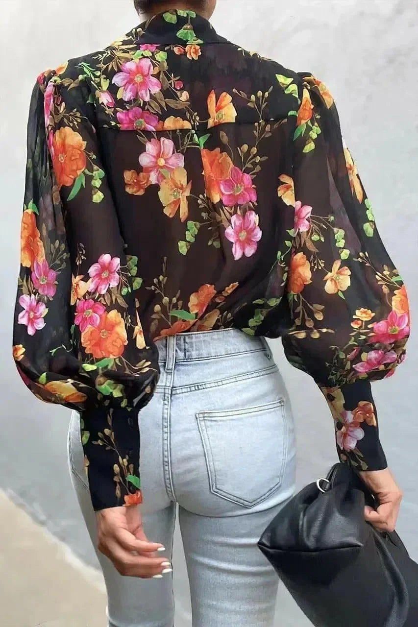 Anaya - Camisa de mujer con mangas abullonadas