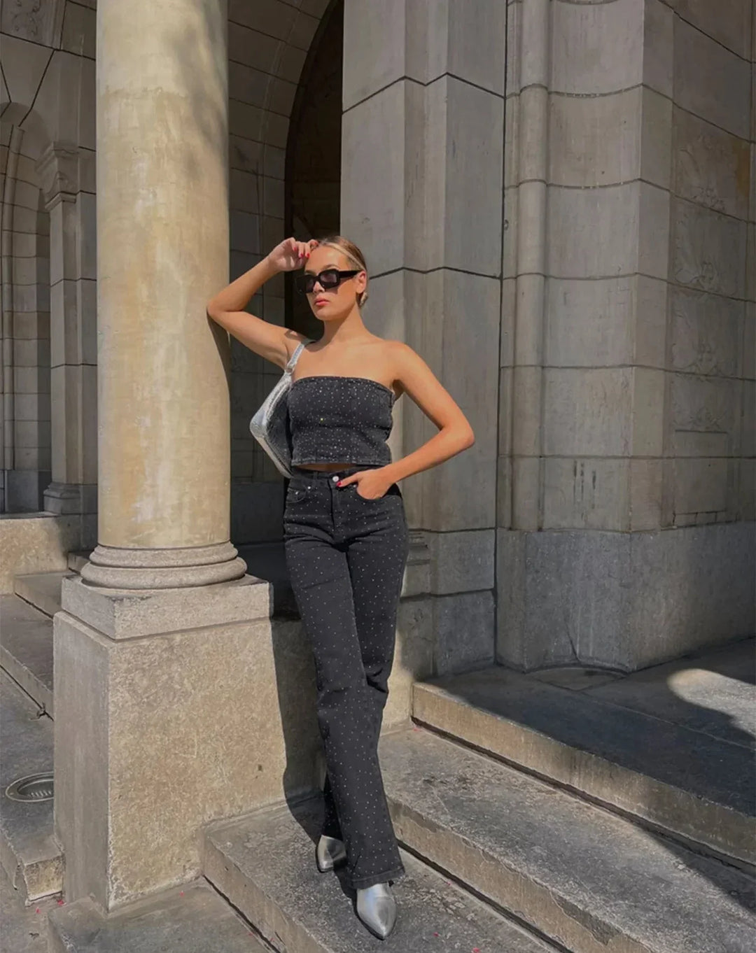 Kamila - Jeans slim fit brillantes con un toque de glamour