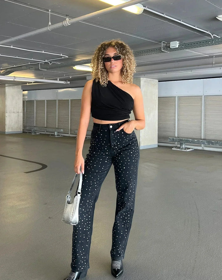 Kamila - Jeans slim fit brillantes con un toque de glamour