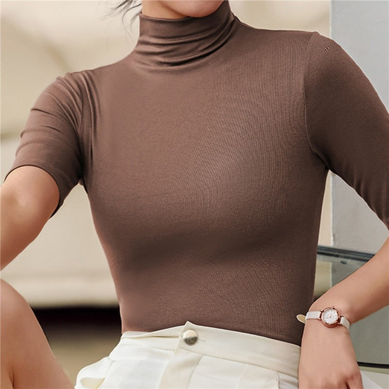 Orseline | Top ultradelgado para mujer con cuello alto sin costuras