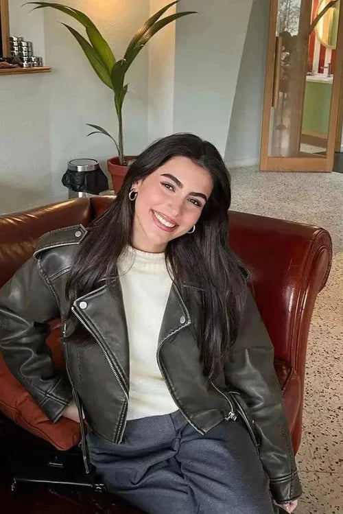 Hester | Chaqueta corta de mujer con cinturón en la cintura de corte ajustado y elegante