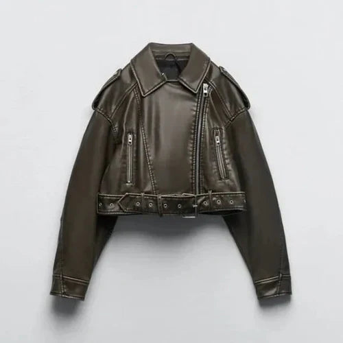 Hester | Chaqueta corta de mujer con cinturón en la cintura de corte ajustado y elegante