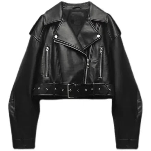 Hester | Chaqueta corta de mujer con cinturón en la cintura de corte ajustado y elegante