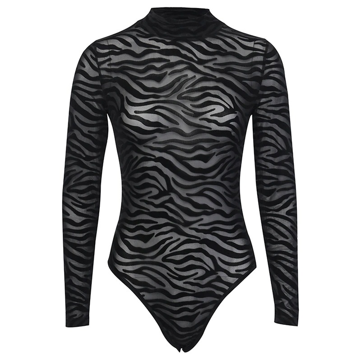 Mehitable | Top de tul para mujer con motivo de cebra, corte ajustado, estilo moderno y llamativo