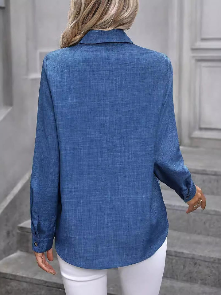 Dalilah | Camisa de mujer con cuello y manga larga, blusa elegante