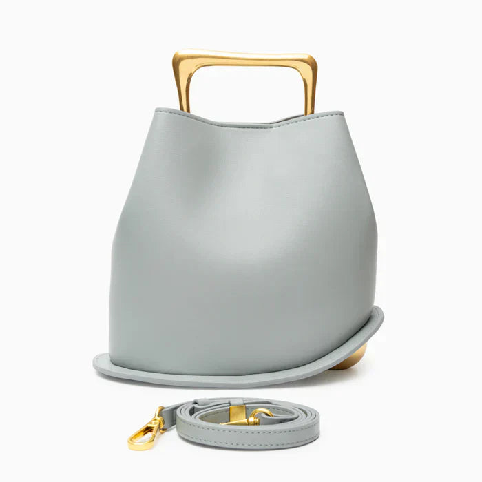 Magda | Elegante bolso de mujer, asas geométricas y base redonda
