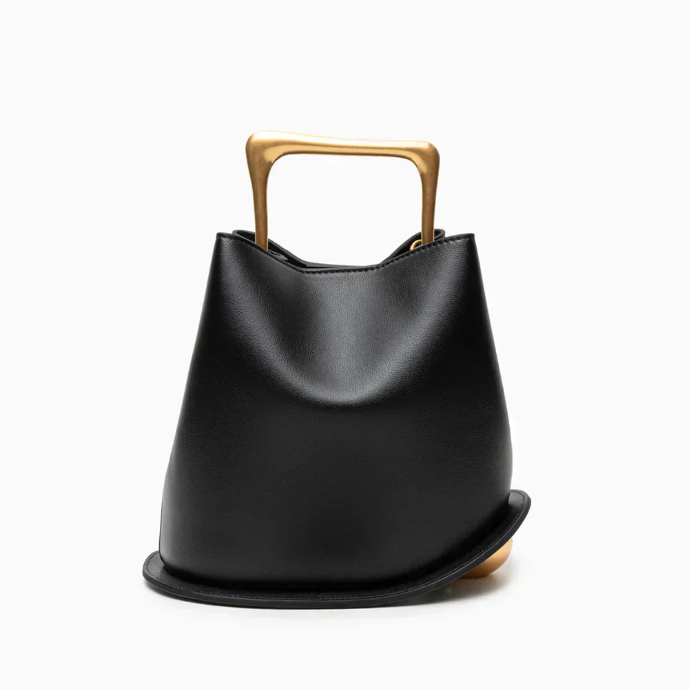 Magda | Elegante bolso de mujer, asas geométricas y base redonda