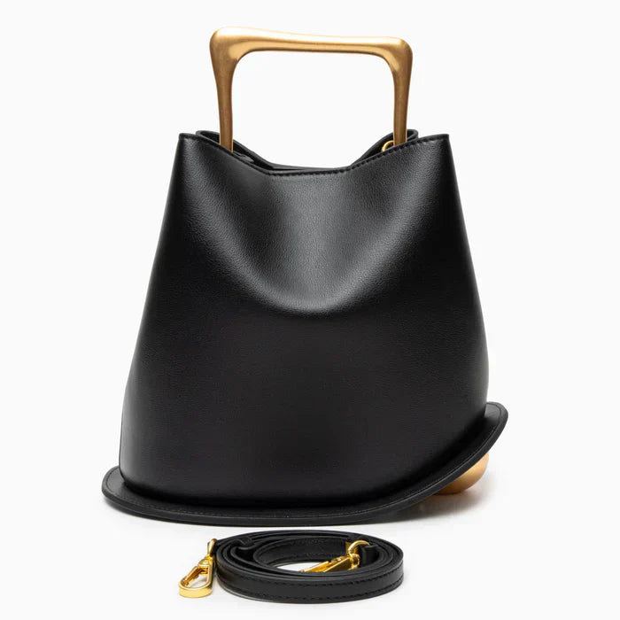 Magda | Elegante bolso de mujer, asas geométricas y base redonda