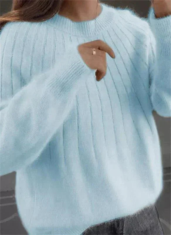 Bianka - Suéter de cachemira para mujer suave, oversize, elegante, de punto acanalado