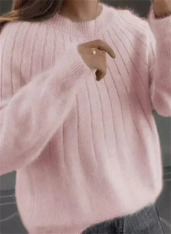 Bianka - Suéter de cachemira para mujer suave, oversize, elegante, de punto acanalado