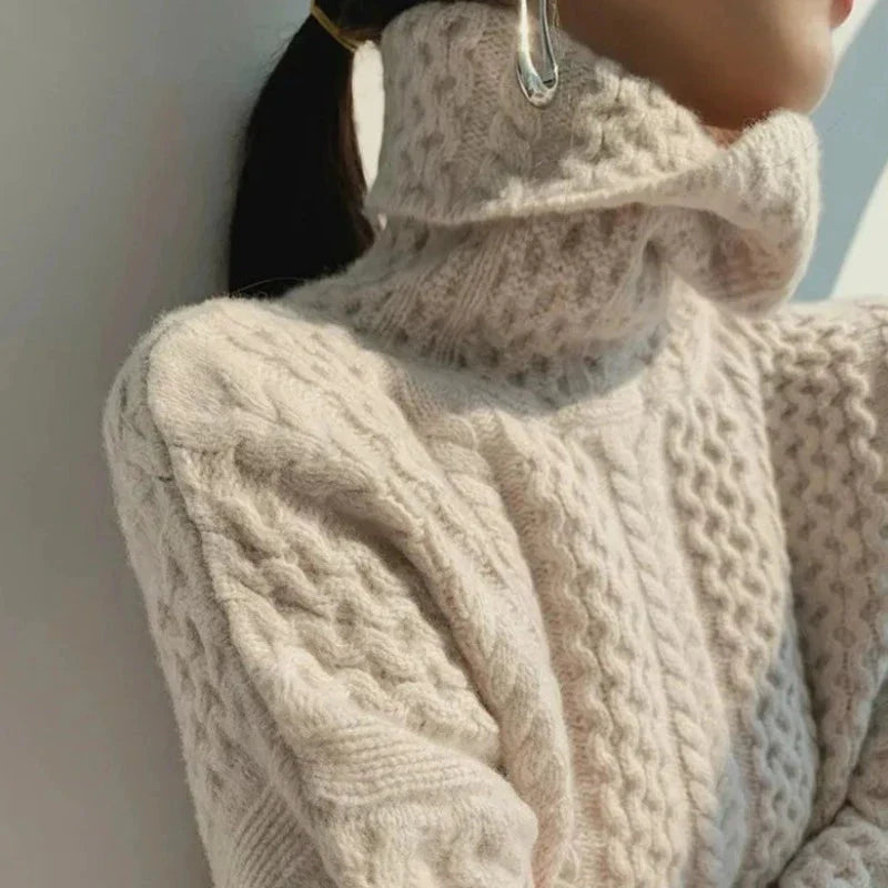 Magda - Suéter de mujer con trenzas y cuello alto