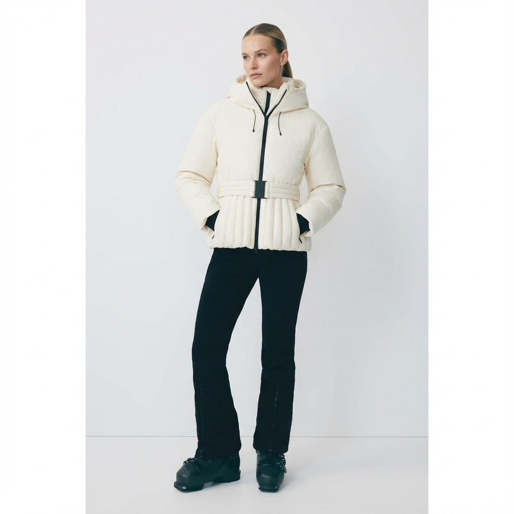Glenda - Chaqueta de esquí impermeable con capucha desmontable y corte ajustado para mujeres